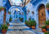 Best Places to Visit in Morocco: 12 Top Destinations and How to Choose Blue painted alleyway with flower pots in Chefchaouen Morocco