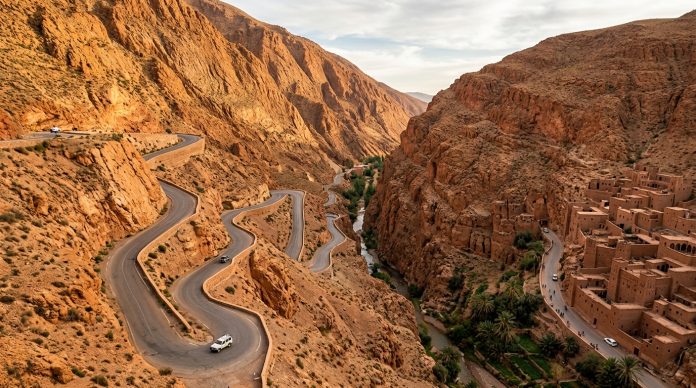 How Many Days Do You Need in Morocco - Dades Gorge Winding Road Winding switchback mountain road through Dades Gorge canyon in Morocco