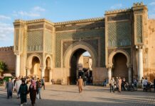 Morocco Train Travel Guide: ONCF, Al Boraq High-Speed & Tickets Monumental 18th-century ceremonial gateway of Bab El-Mansour in Meknes Morocco with Roman marble columns