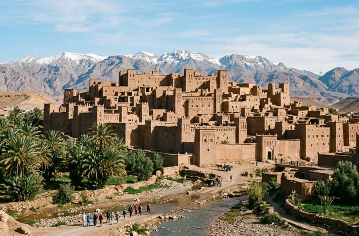 7 Days in Morocco: The Classic First-Timer Itinerary Ait Ben Haddou clay kasbah in Morocco with Atlas Mountains