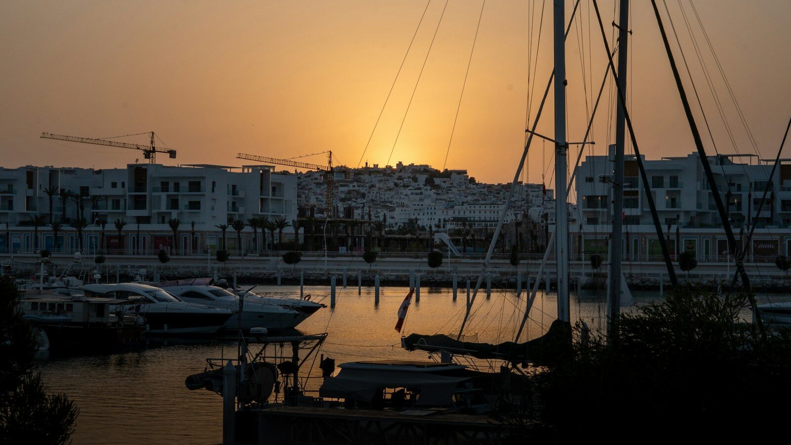 Sunset over the Tangier marina, one of the best places to visit in Tangier
