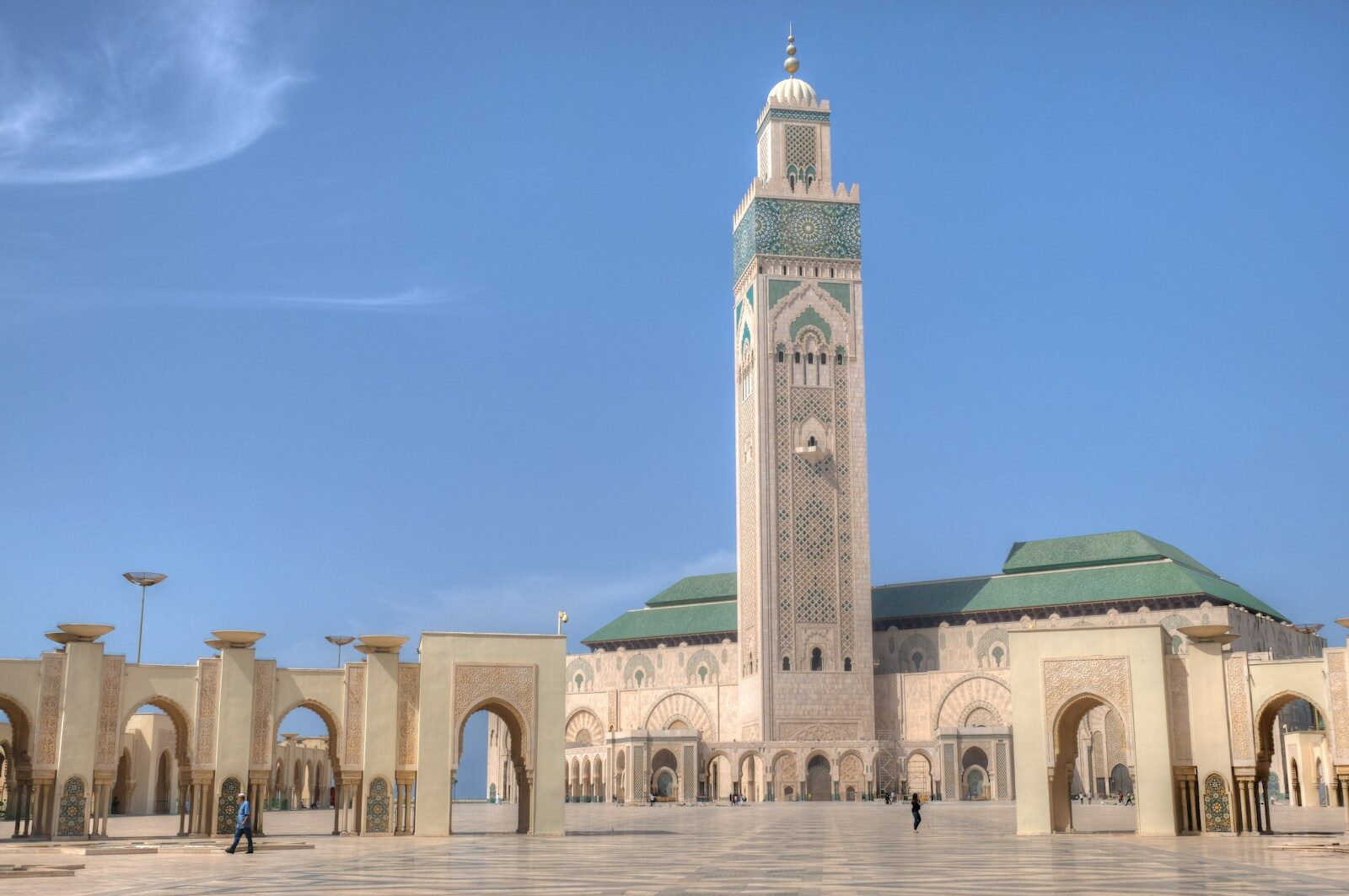 Casablanca Morocco attractions: the Hassan II Mosque and its minaret by the Atlantic