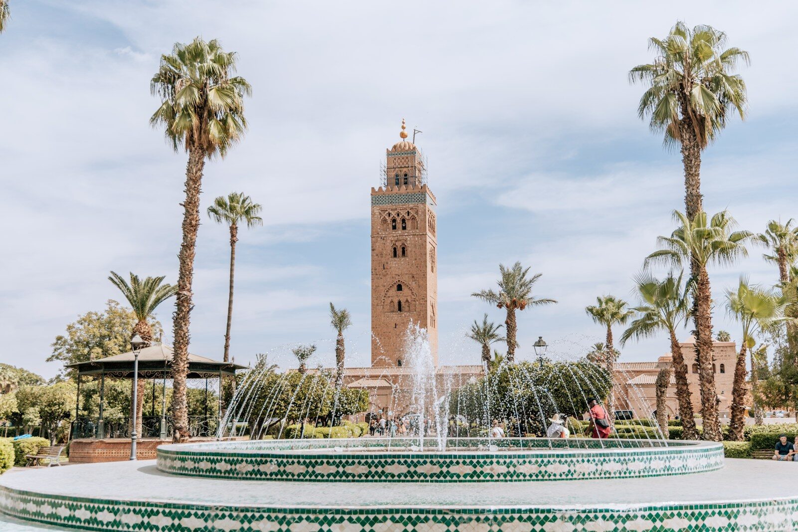 Koutoubia minaret and fountain, a landmark among places to visit Marrakech