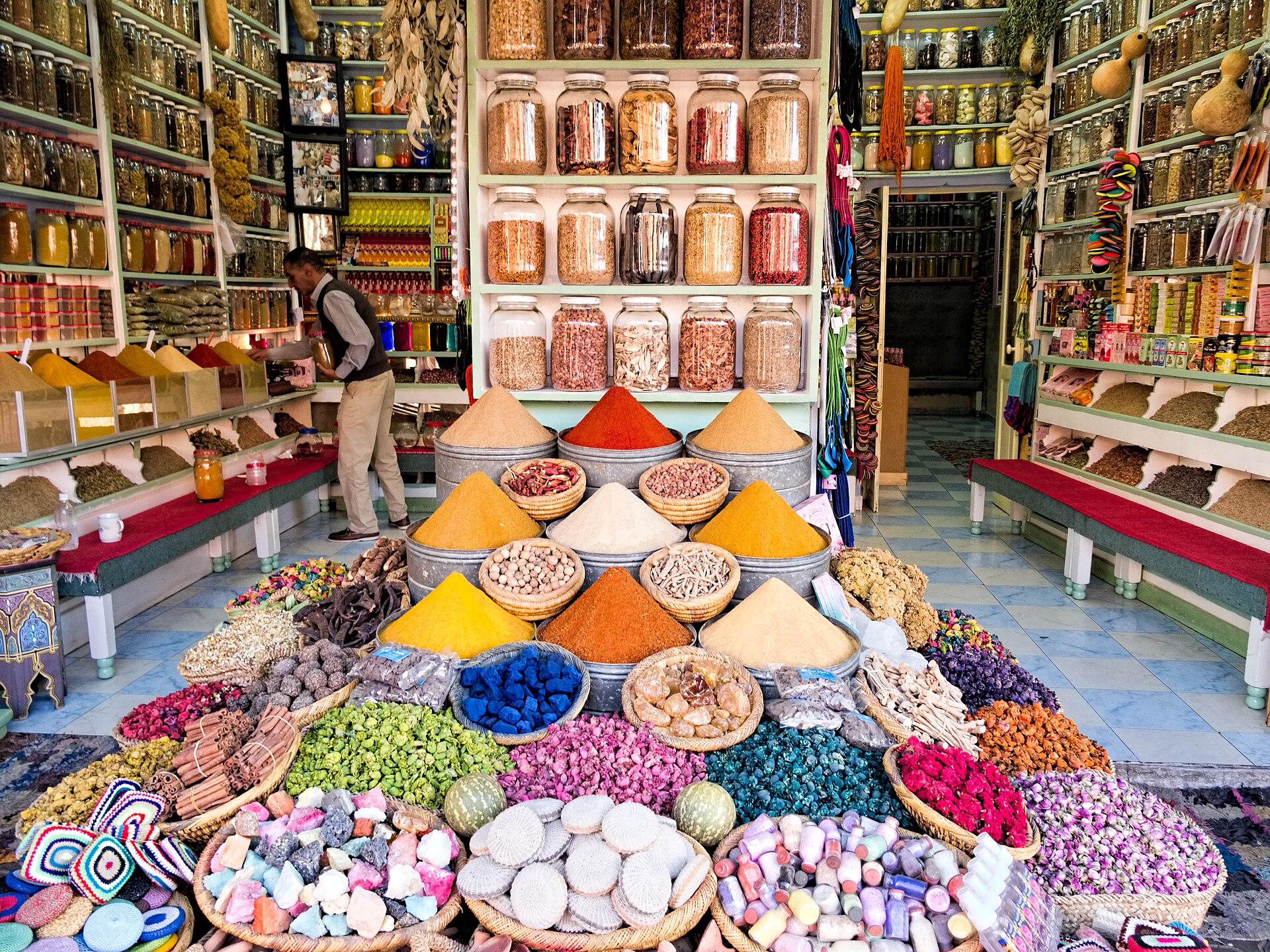 Spice shop in the souks, one of the classic Morocco things to do